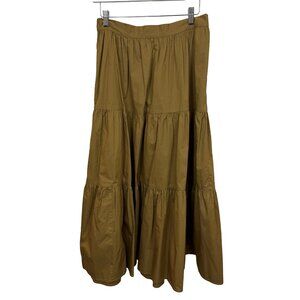 Xirena Angeline Tan Cotton Tiered Midi Skirt Size Large